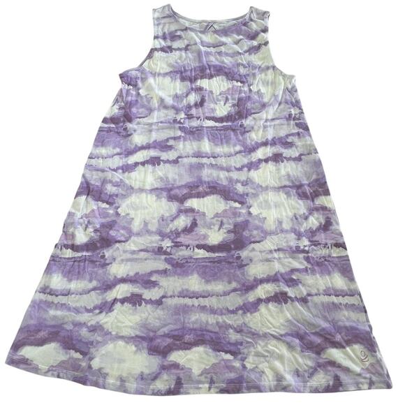Cuddl Duds Dress Womens Medium Purple White Tie Dye Sleeveless Tank 100% Cotton - Picture 1 of 8